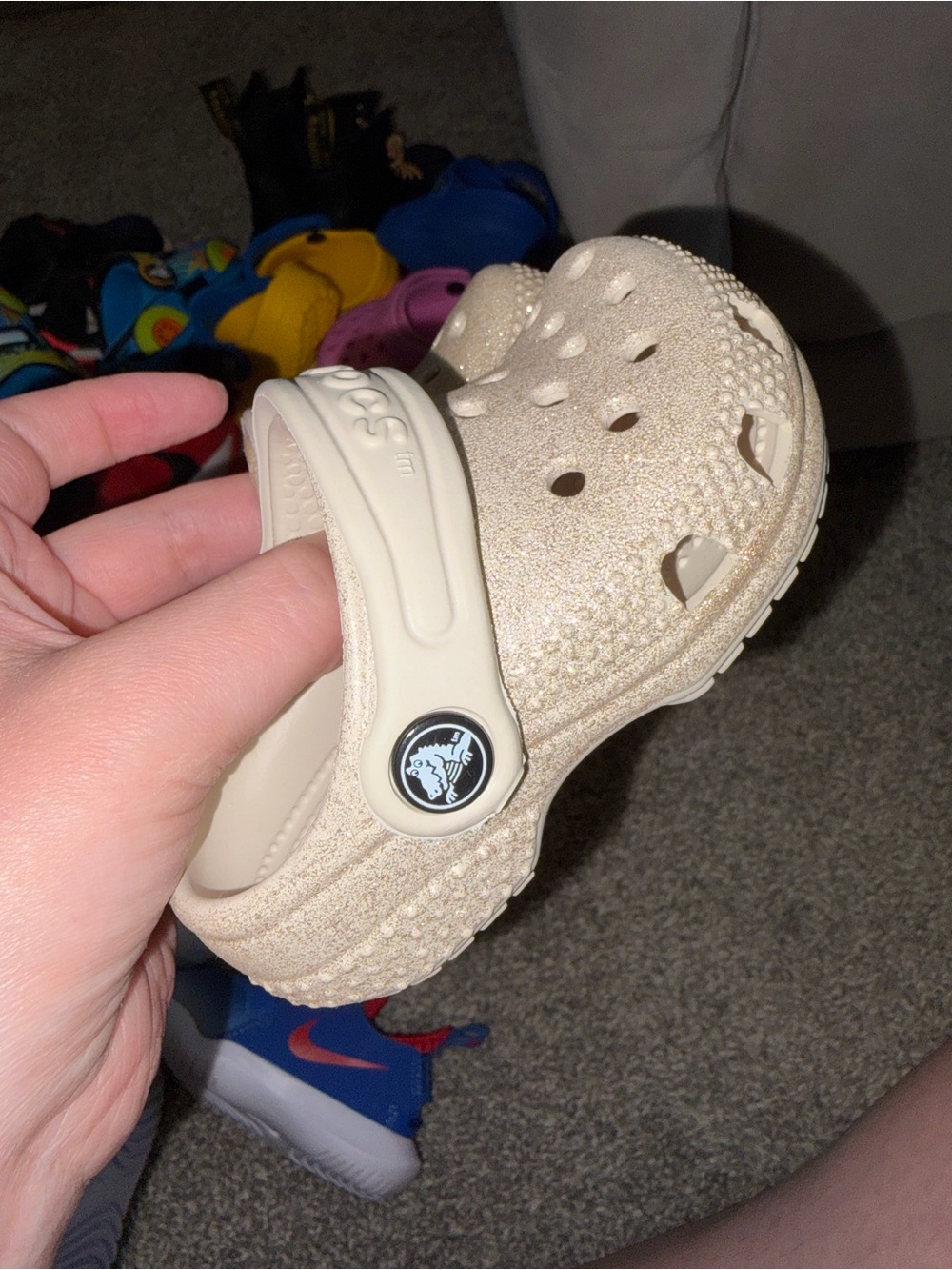 CROCS Kids Glittery Tan Classic Clog